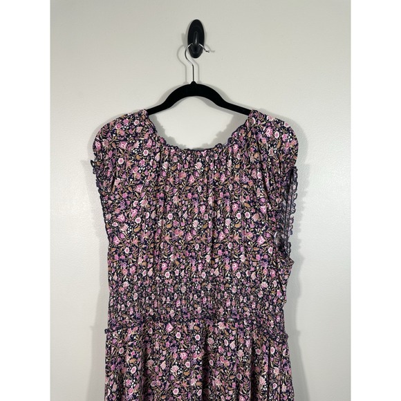 Old Navy Dress Womens XL Blue Purple Ditzy Floral Waist Defined Maxi Boho‎ - Picture 4 of 14